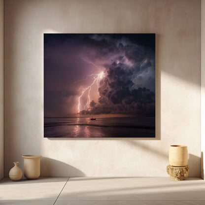 Lightning Storm Canvas Wall Art – styled room view 6