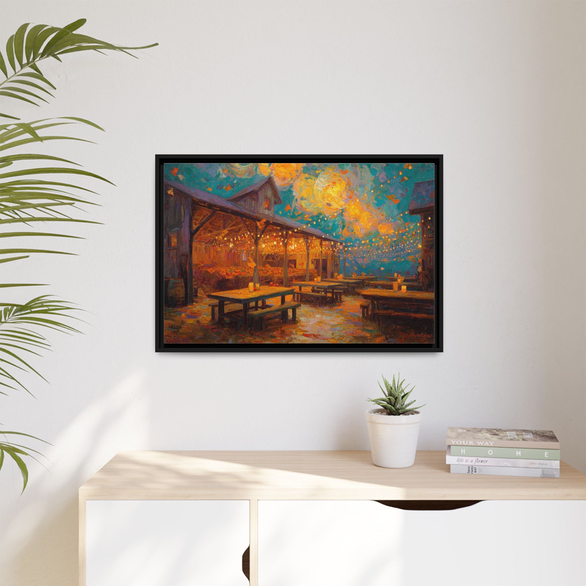 Autumn Festival Night Scene - Colorful Impressionist Art