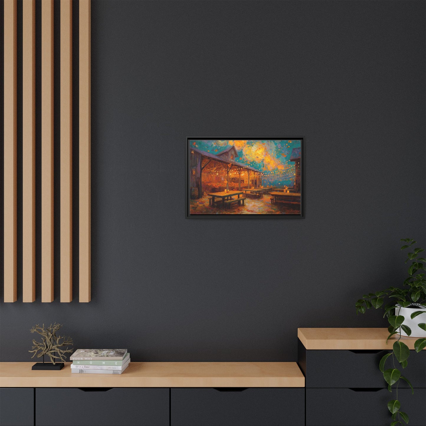 Autumn Festival Night Scene - Colorful Impressionist Art