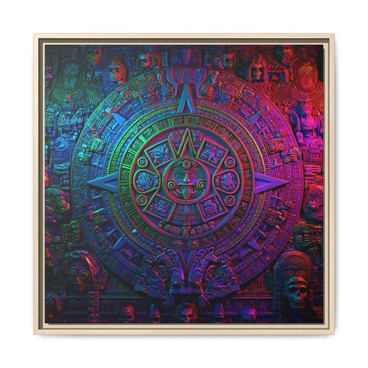 Aztec Mandala Wall Art - Colorful Cultural Decor
