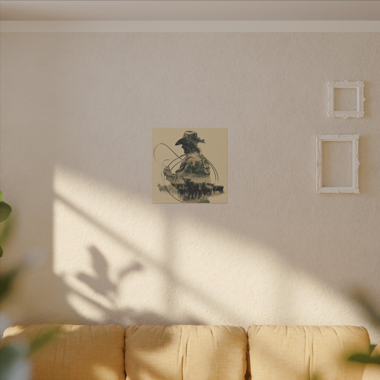 Lone Cowboy Silhouette Art - Vintage Western Charm