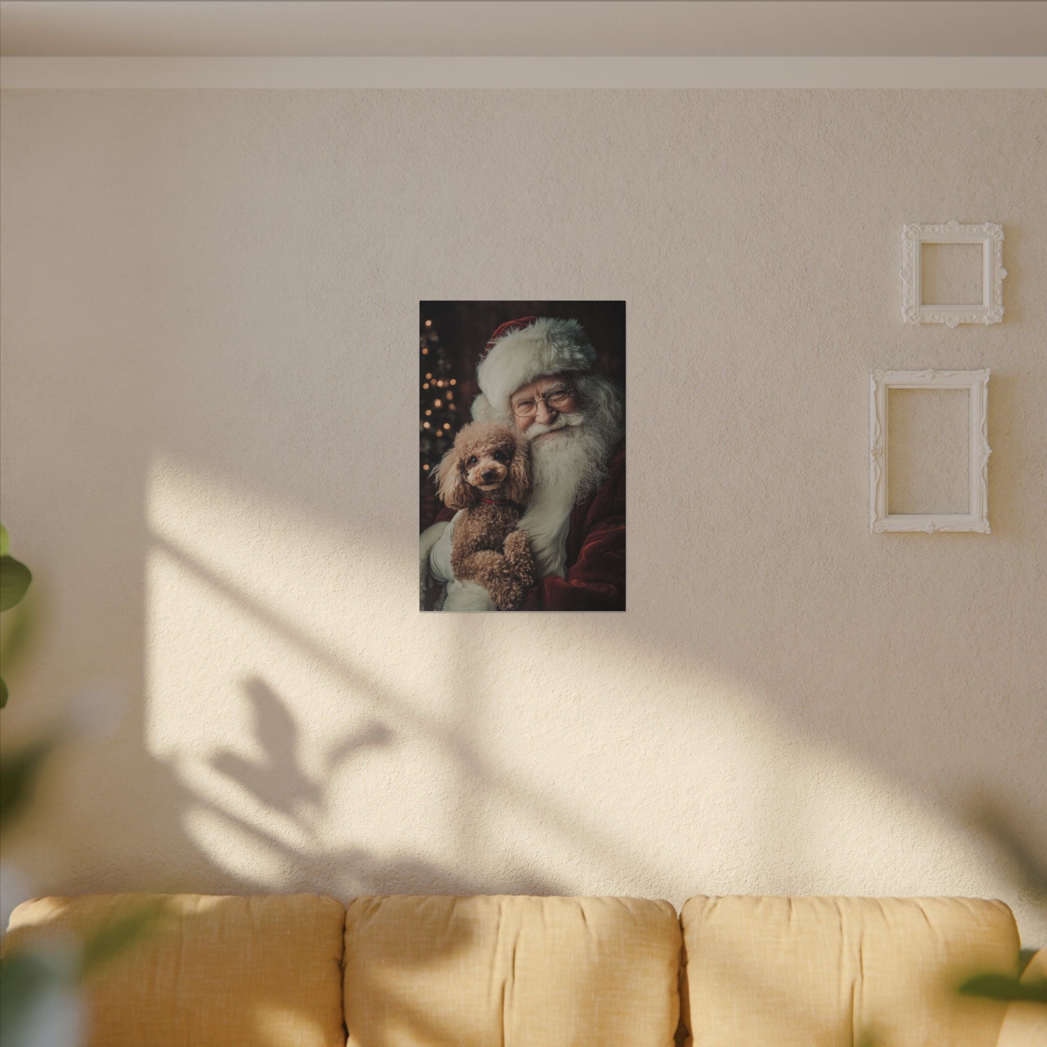Heartwarming Santa and Poodle Artwork – Holiday Home Décor