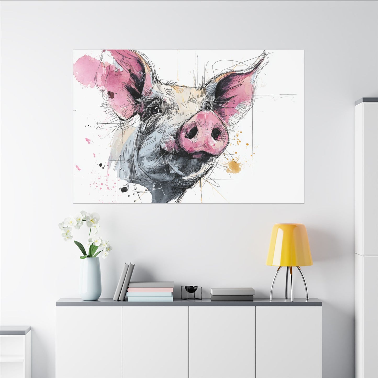 Whimsical Pig Art Print - Playful Farmhouse Decor