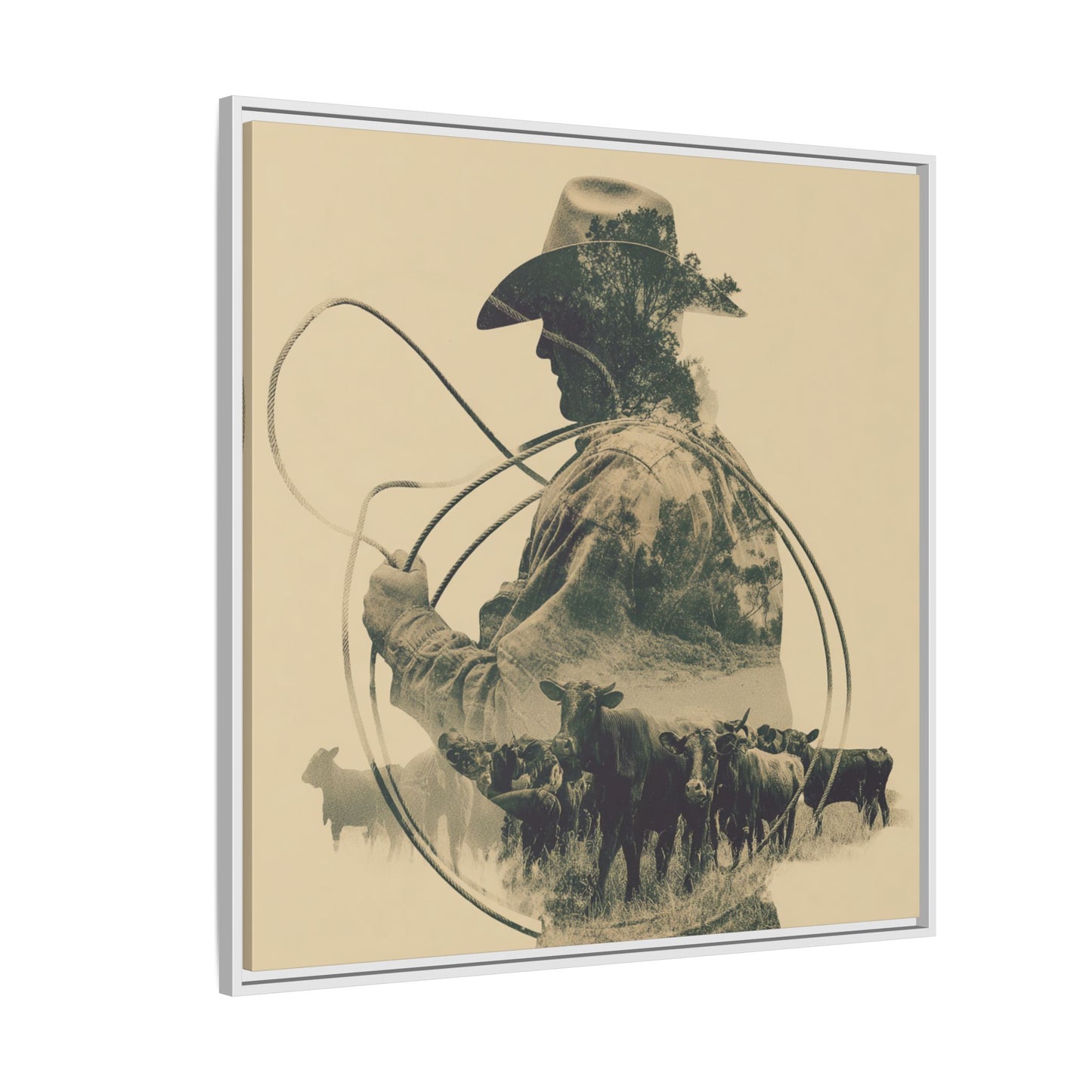 Lone Cowboy Silhouette Art - Vintage Western Charm