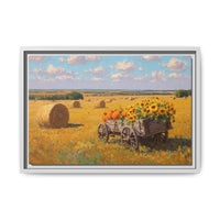 Sunflower Harvest Wagon Decor | Rustic Farm Art for Home