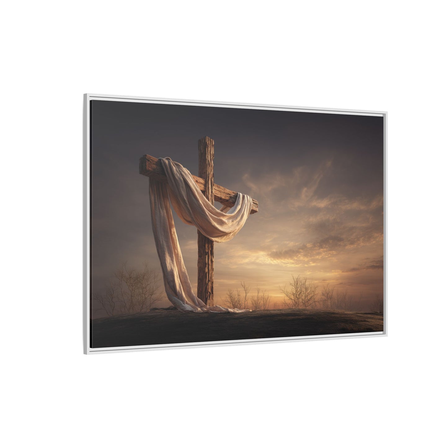 Rustic Cross Wall Art with Draped Fabric | Inspirational Decor