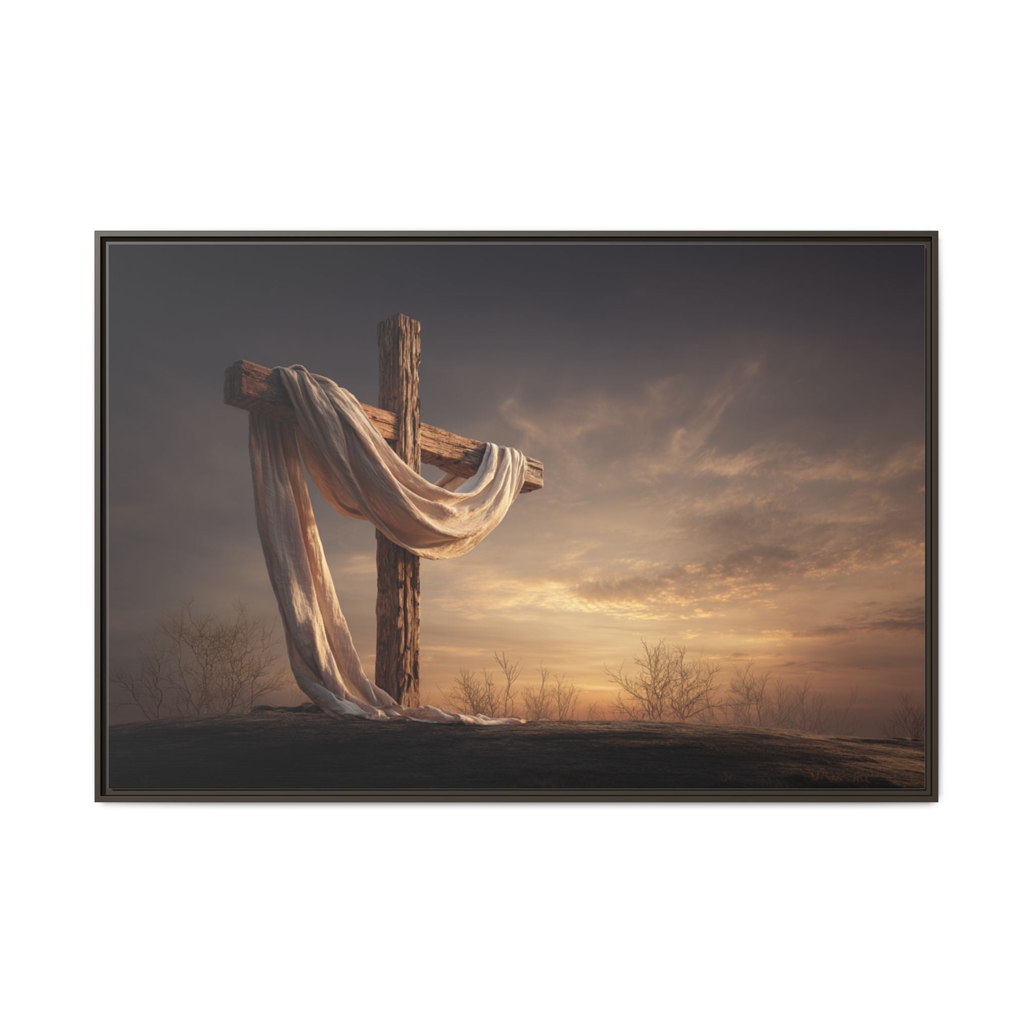 Rustic Cross Wall Art with Draped Fabric | Inspirational Decor