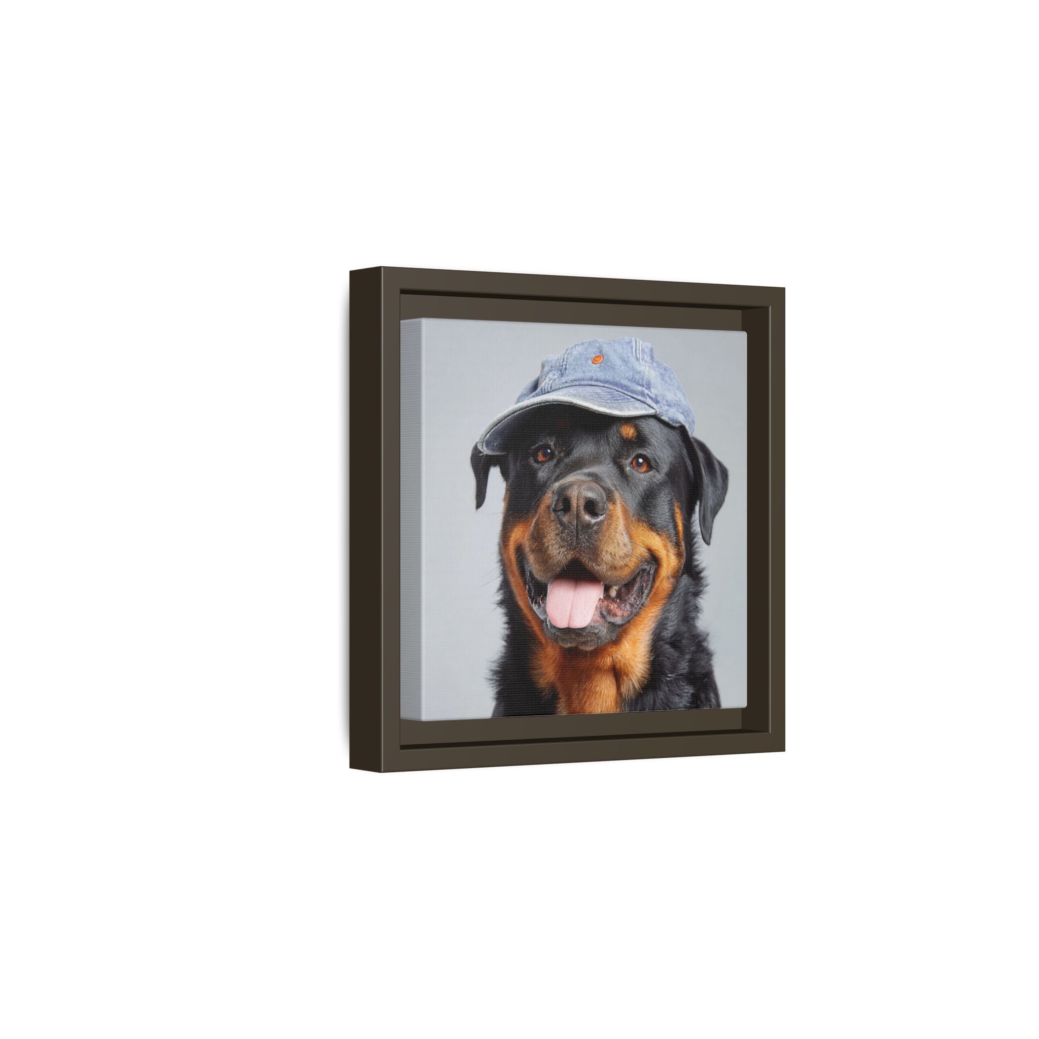 Whimsical Rottweiler Art - Denim Hat Dog Portrait