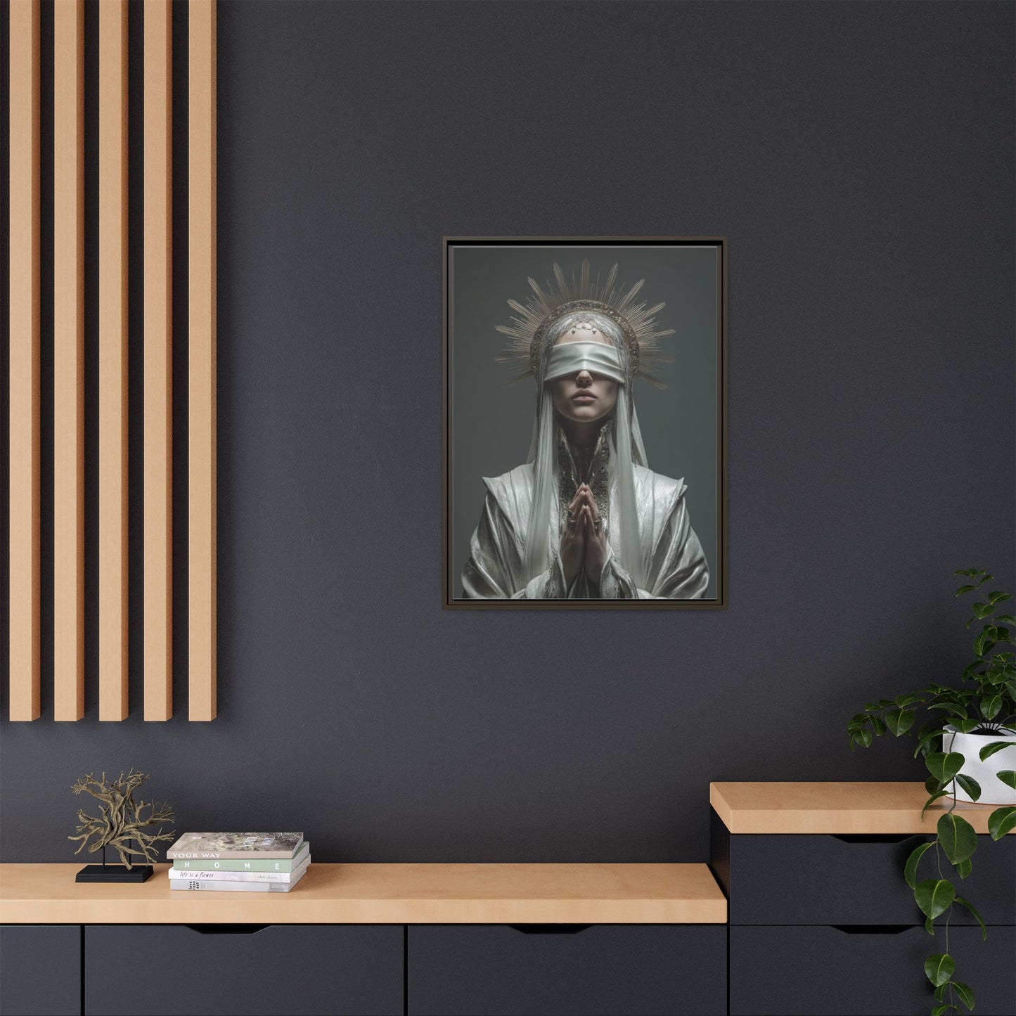 Ethereal Blindfolded Saint Art | Spiritual Home Decor