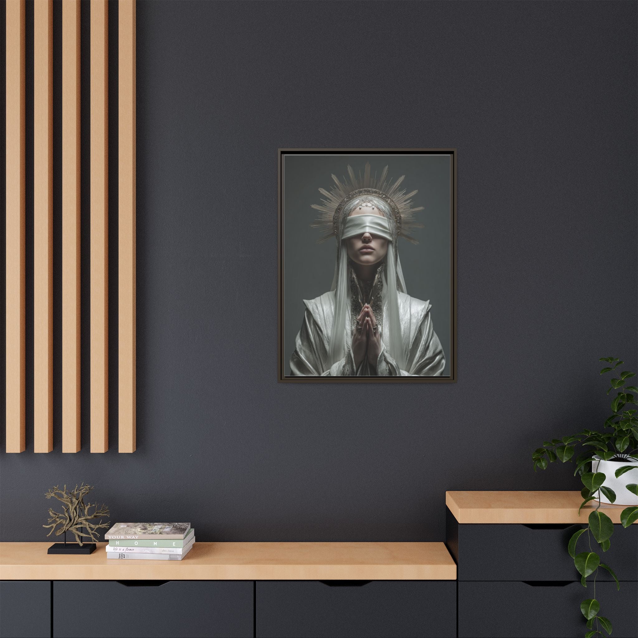 Ethereal Blindfolded Saint Art | Spiritual Home Decor