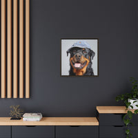 Whimsical Rottweiler Art - Denim Hat Dog Portrait