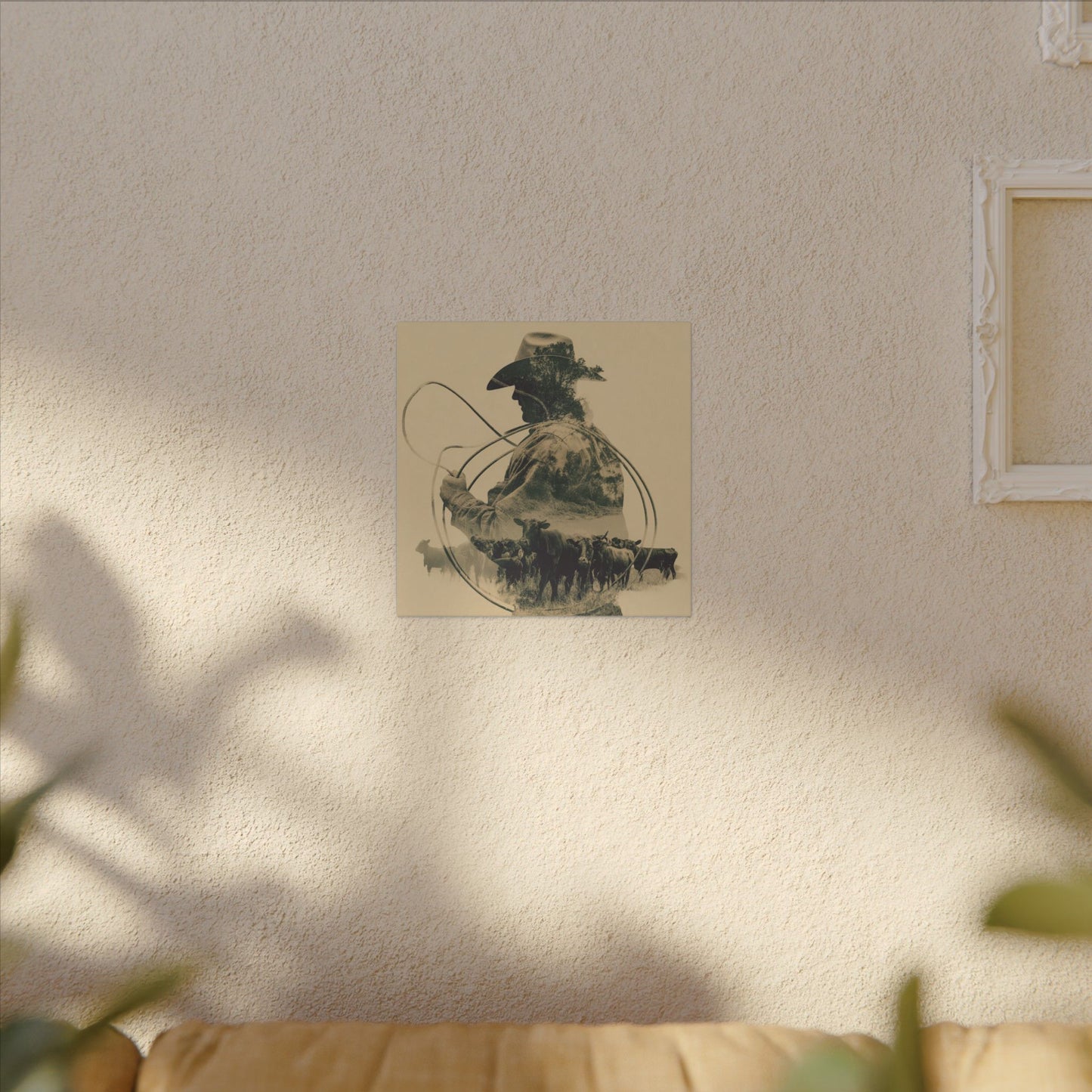 Lone Cowboy Silhouette Art - Vintage Western Charm