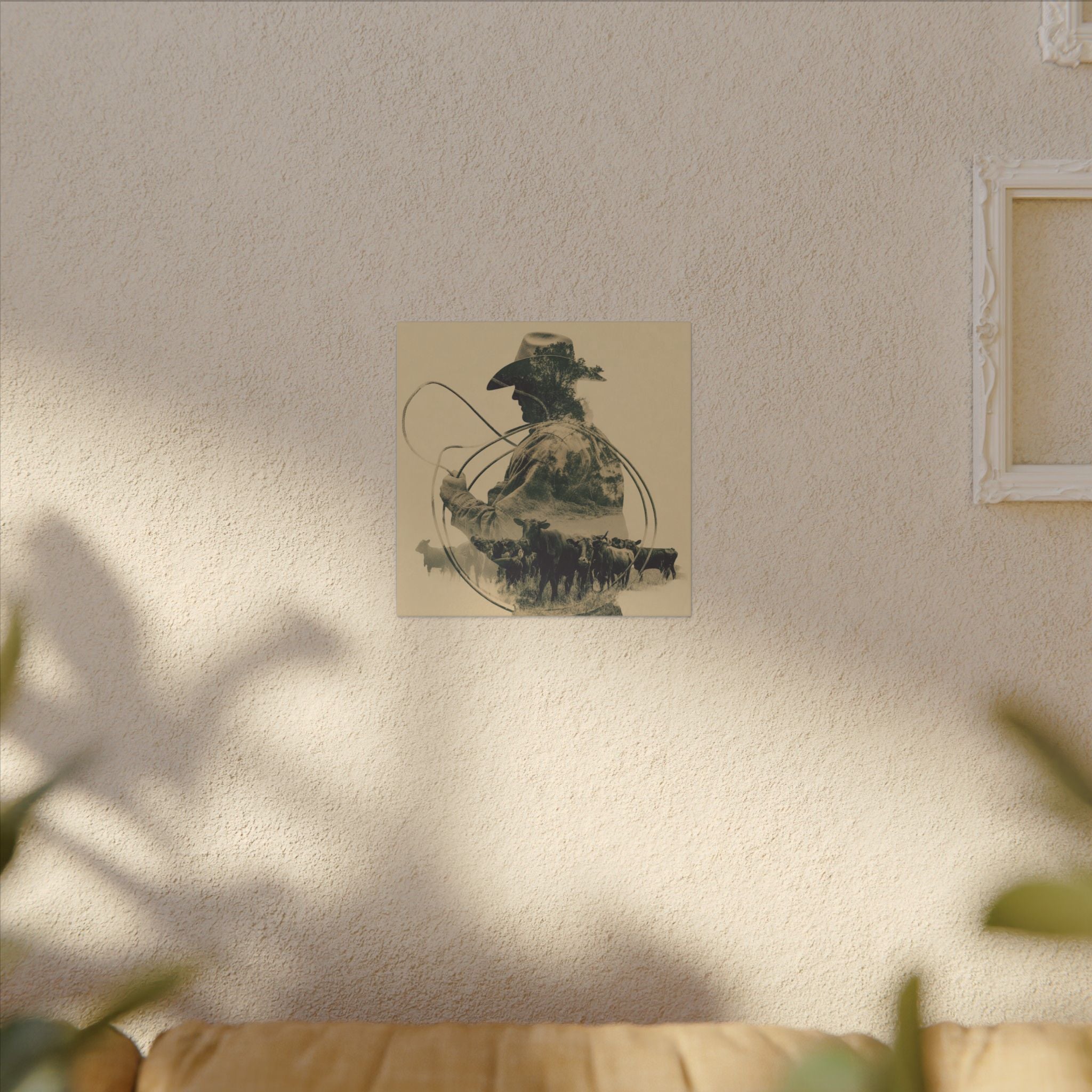 Lone Cowboy Silhouette Art - Vintage Western Charm