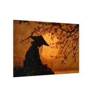 Serene Silhouette of Contemplation | Asian-Inspired Artwork