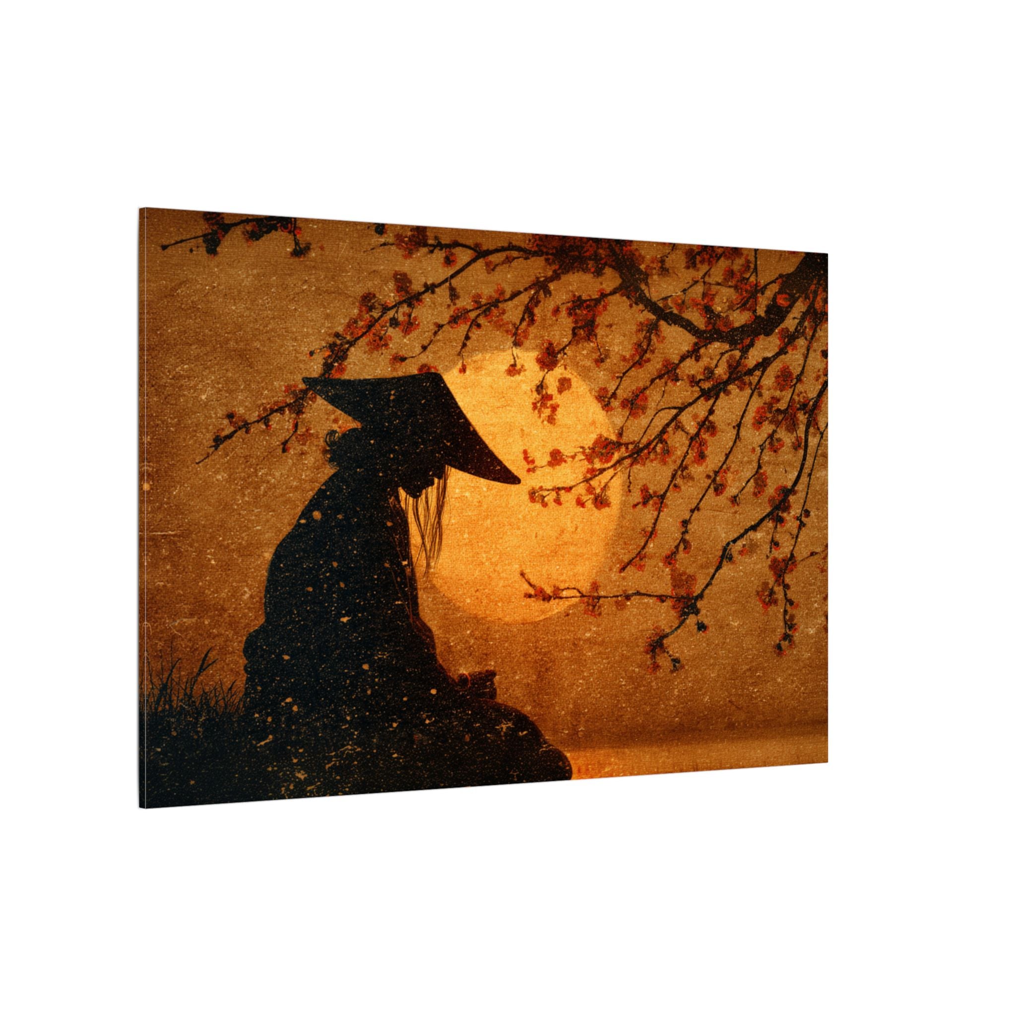 Serene Silhouette of Contemplation | Asian-Inspired Artwork