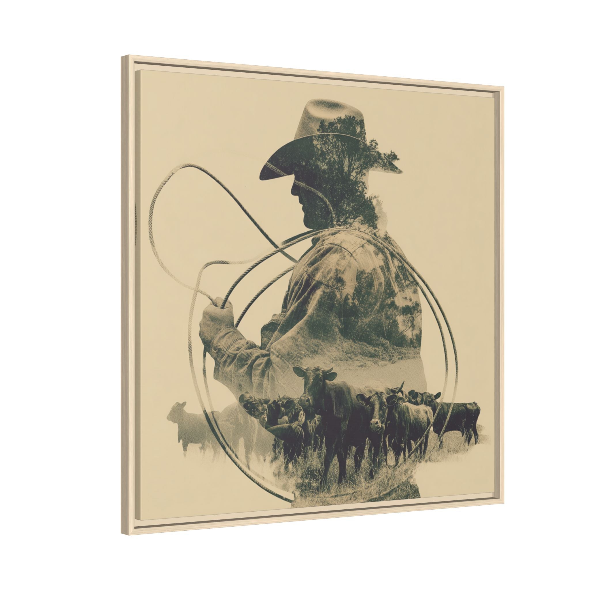 Lone Cowboy Silhouette Art - Vintage Western Charm