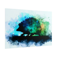Hedgehog Silhouette Watercolor Art | Nature-Inspired Home Decor