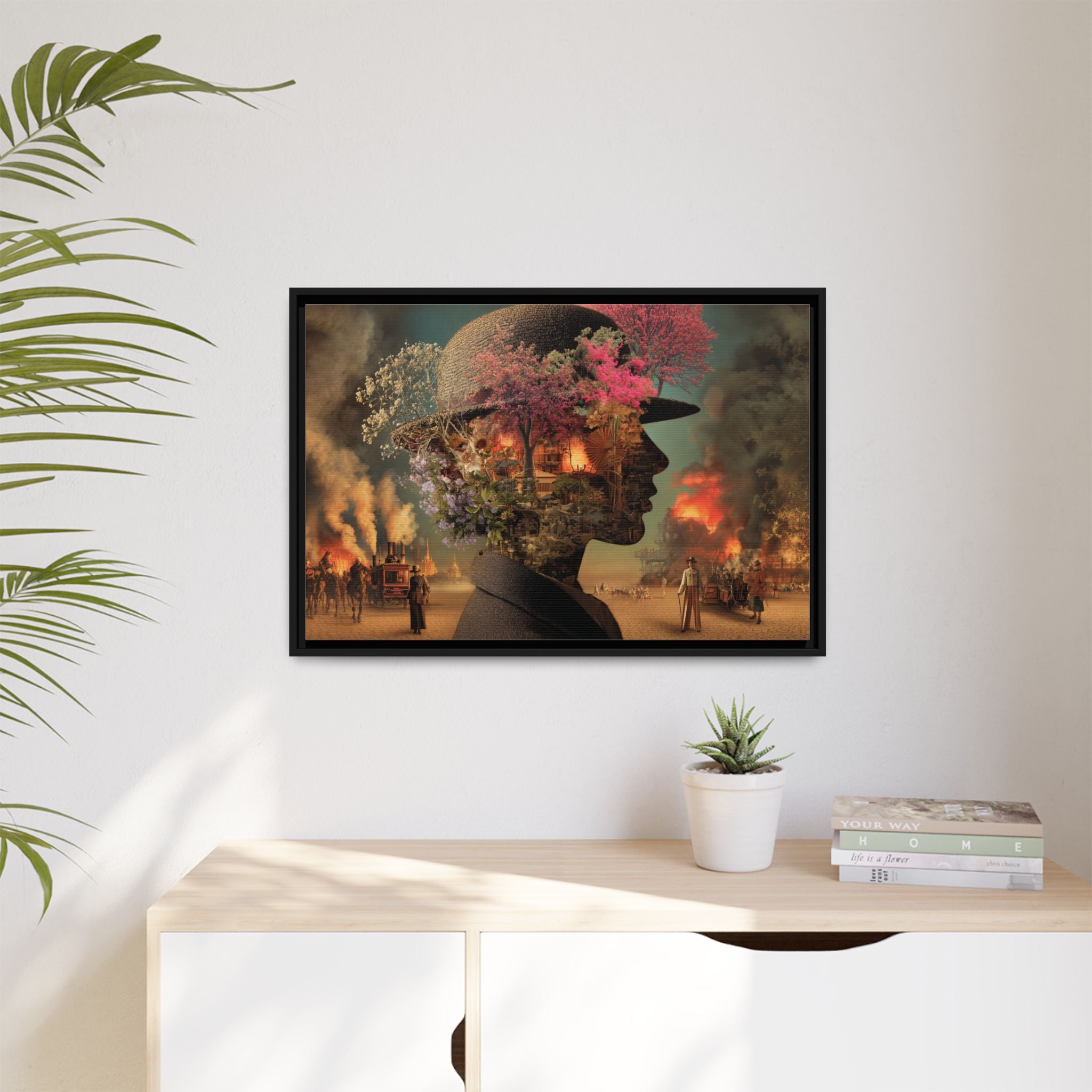 Whimsical Floral Silhouette Art Print | Living Room Décor