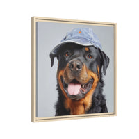 Playful Rottweiler Portrait | Dog Art in Denim Cap