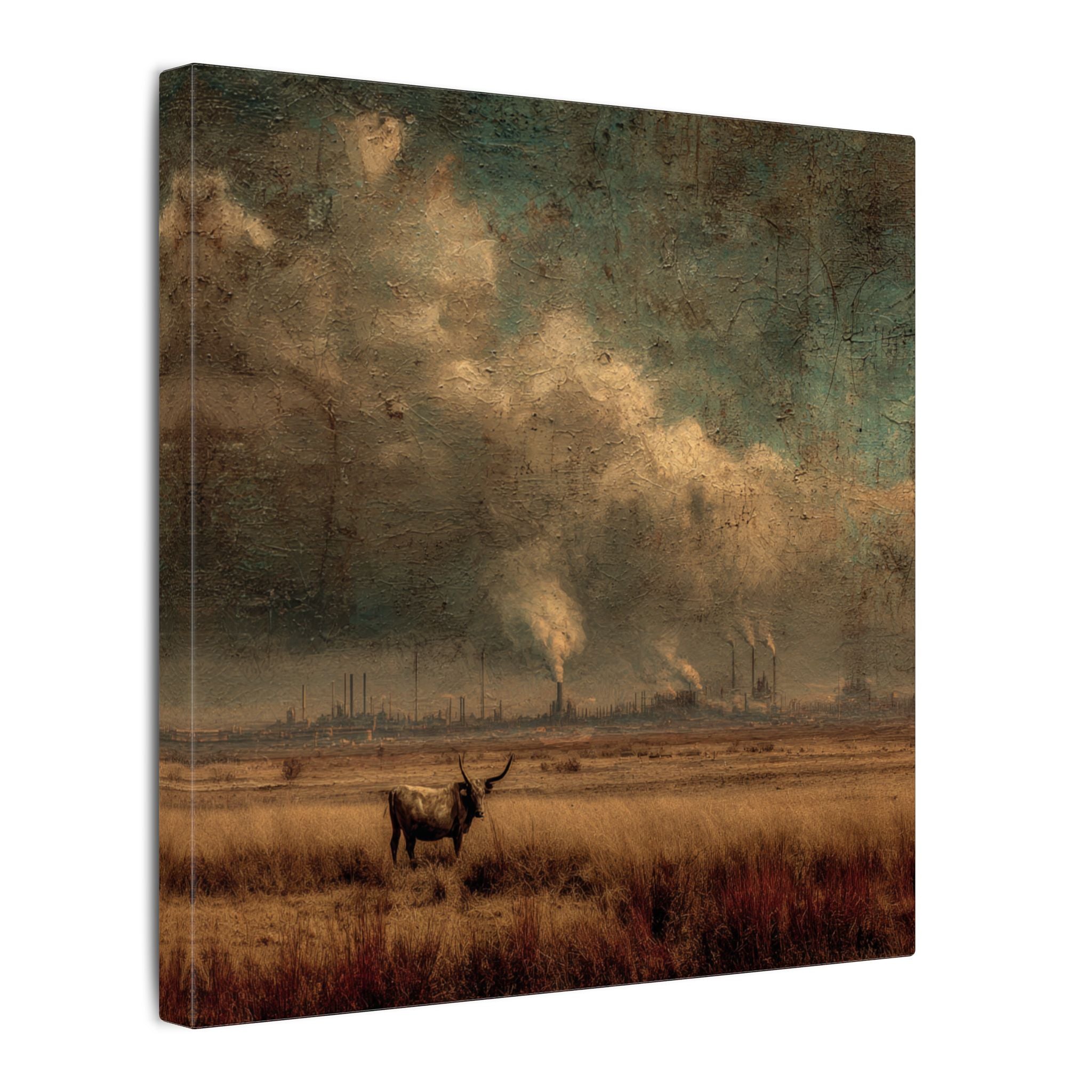 Cattle in Industrial Landscape | Vintage Style Art Print