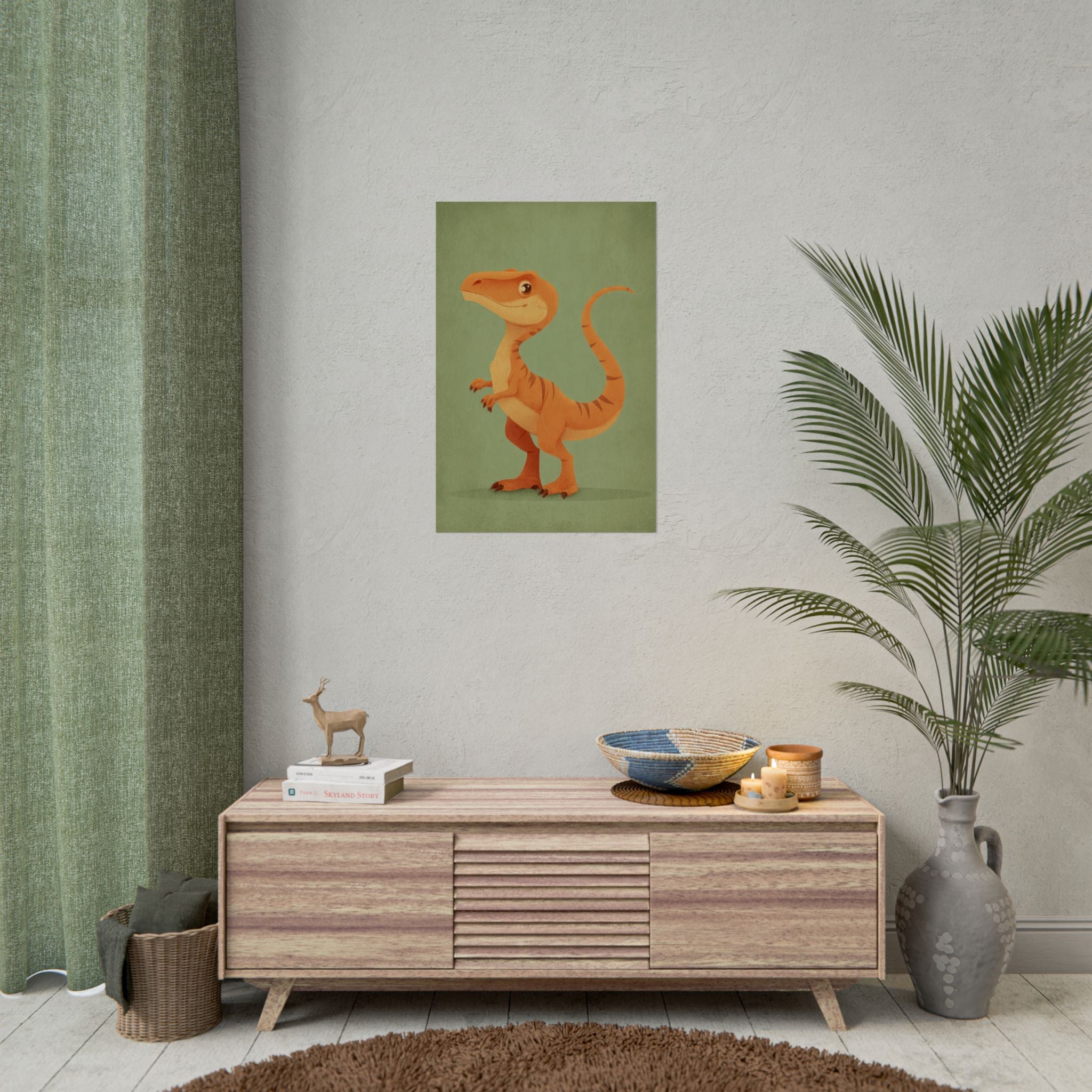 Whimsical Dinosaur Illustration Art for Kids' Rooms