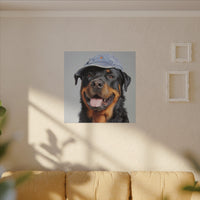 Whimsical Rottweiler Art - Denim Hat Dog Portrait