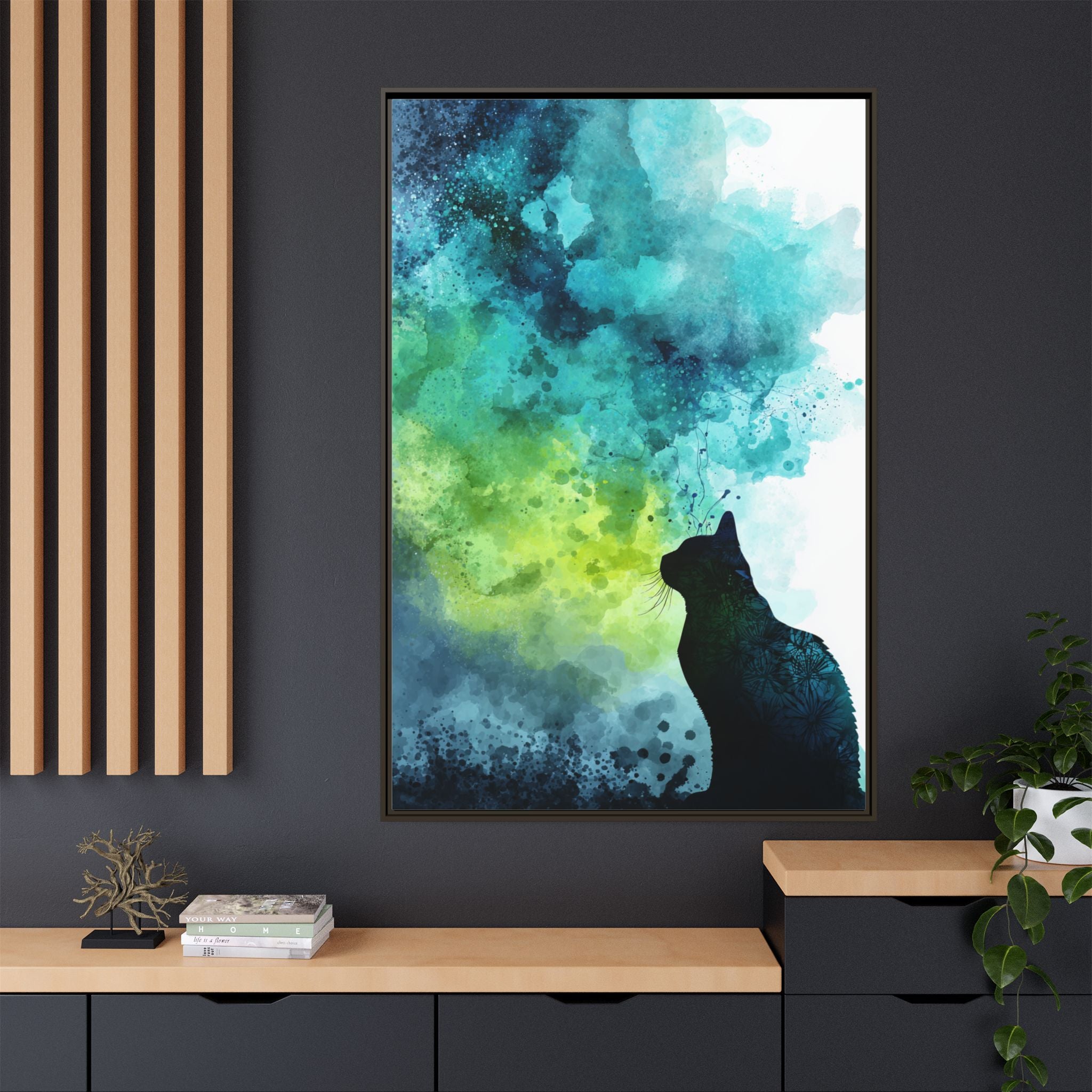 Dreamy Cat Watercolor Art Print - Serene Home Decor