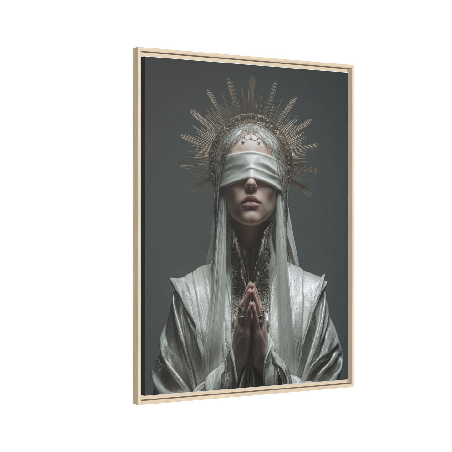 Ethereal Blindfolded Saint Art | Spiritual Home Decor