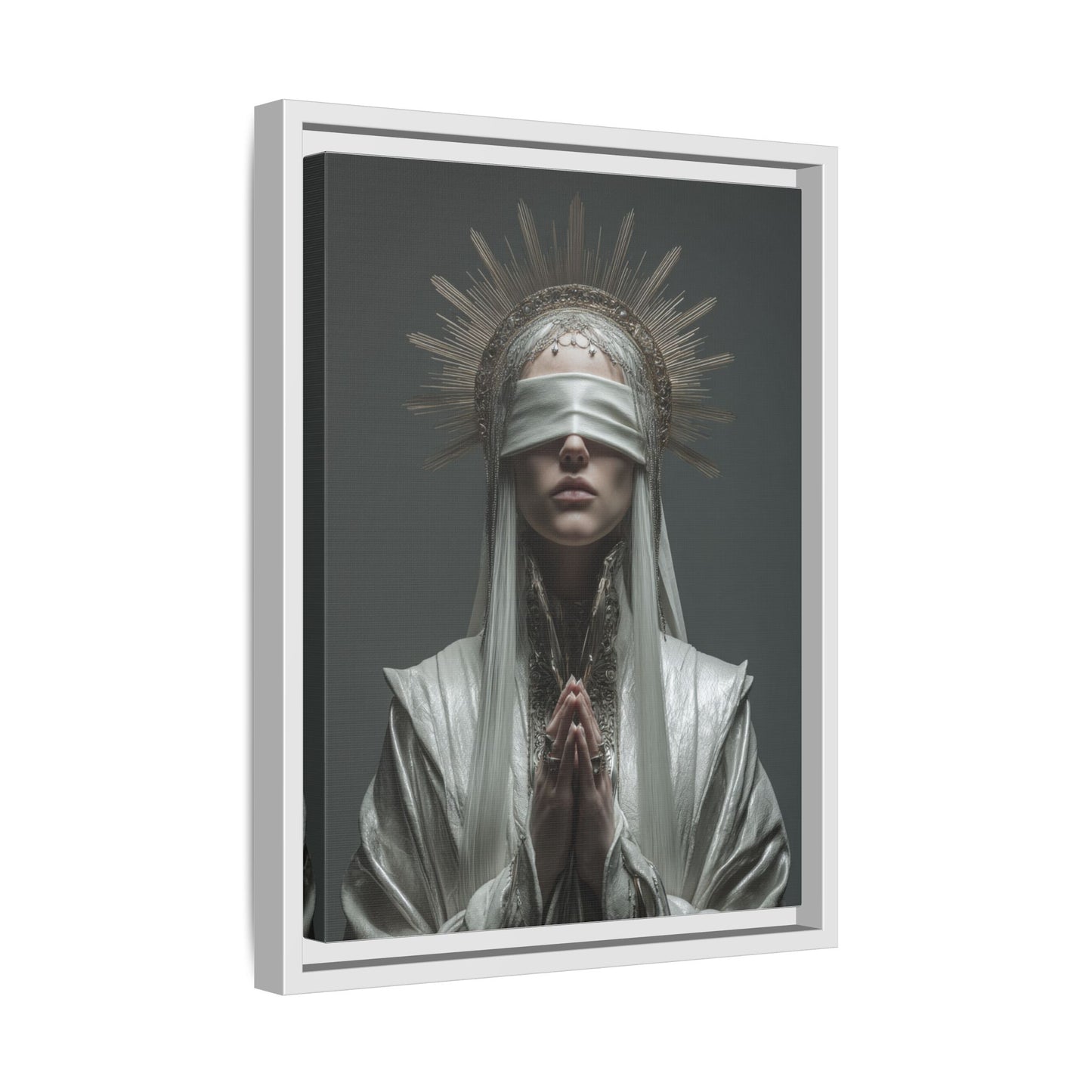Ethereal Blindfolded Saint Art | Spiritual Home Decor