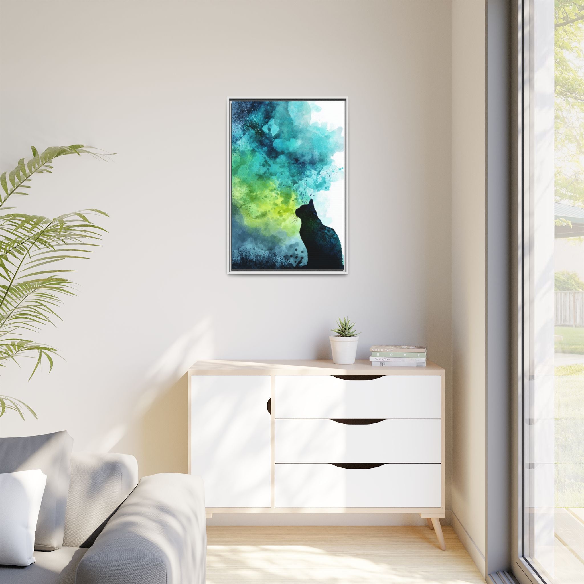 Dreamy Cat Watercolor Art Print - Serene Home Decor