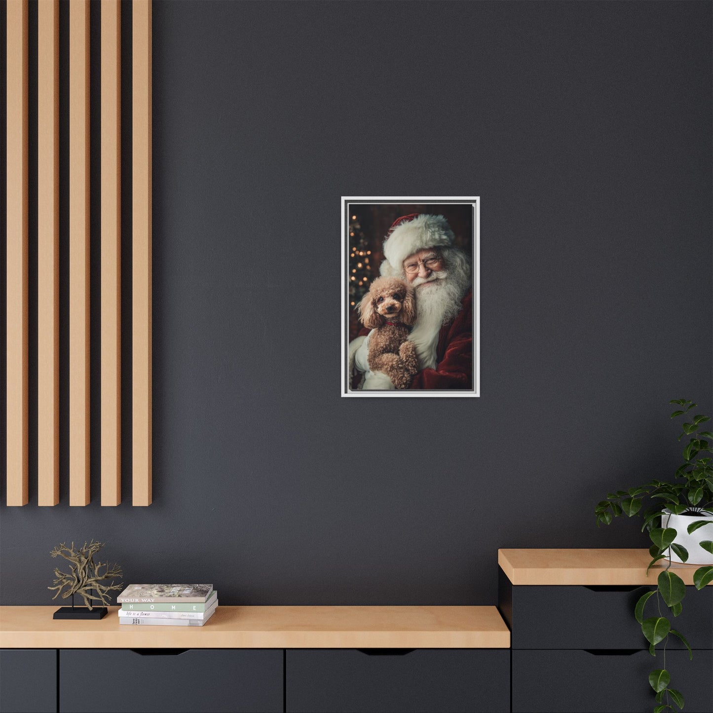 Heartwarming Santa and Poodle Artwork – Holiday Home Décor