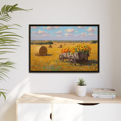 Sunflower Harvest Wagon Decor | Rustic Farm Art for Home