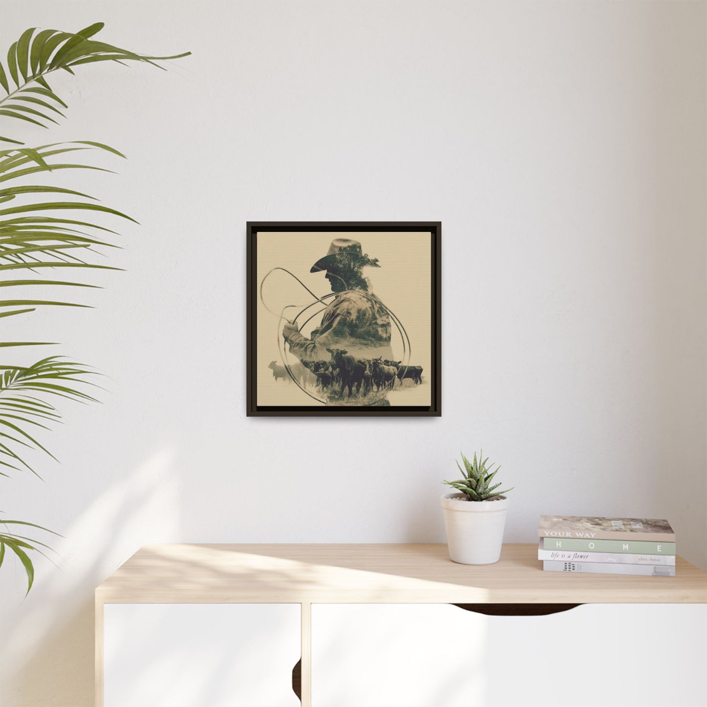 Lone Cowboy Silhouette Art - Vintage Western Charm