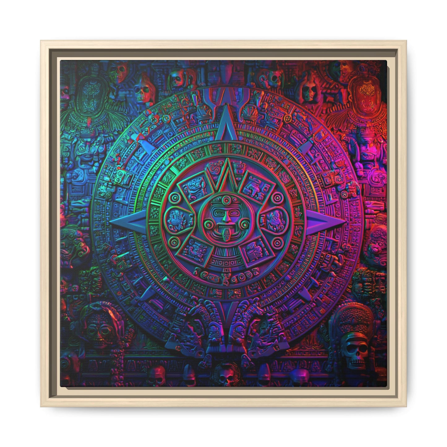 Aztec Mandala Wall Art - Colorful Cultural Decor