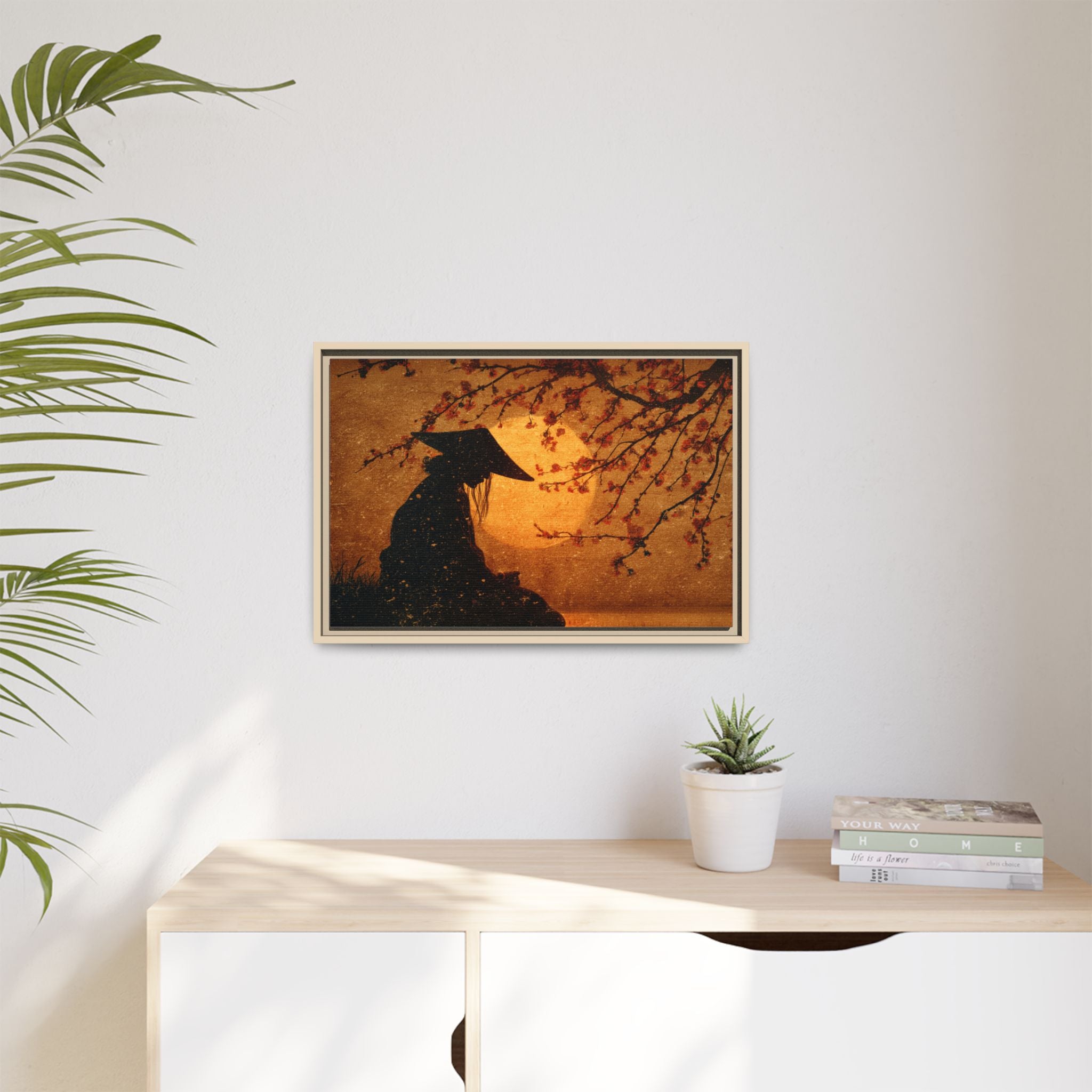 Serene Silhouette of Contemplation | Asian-Inspired Artwork
