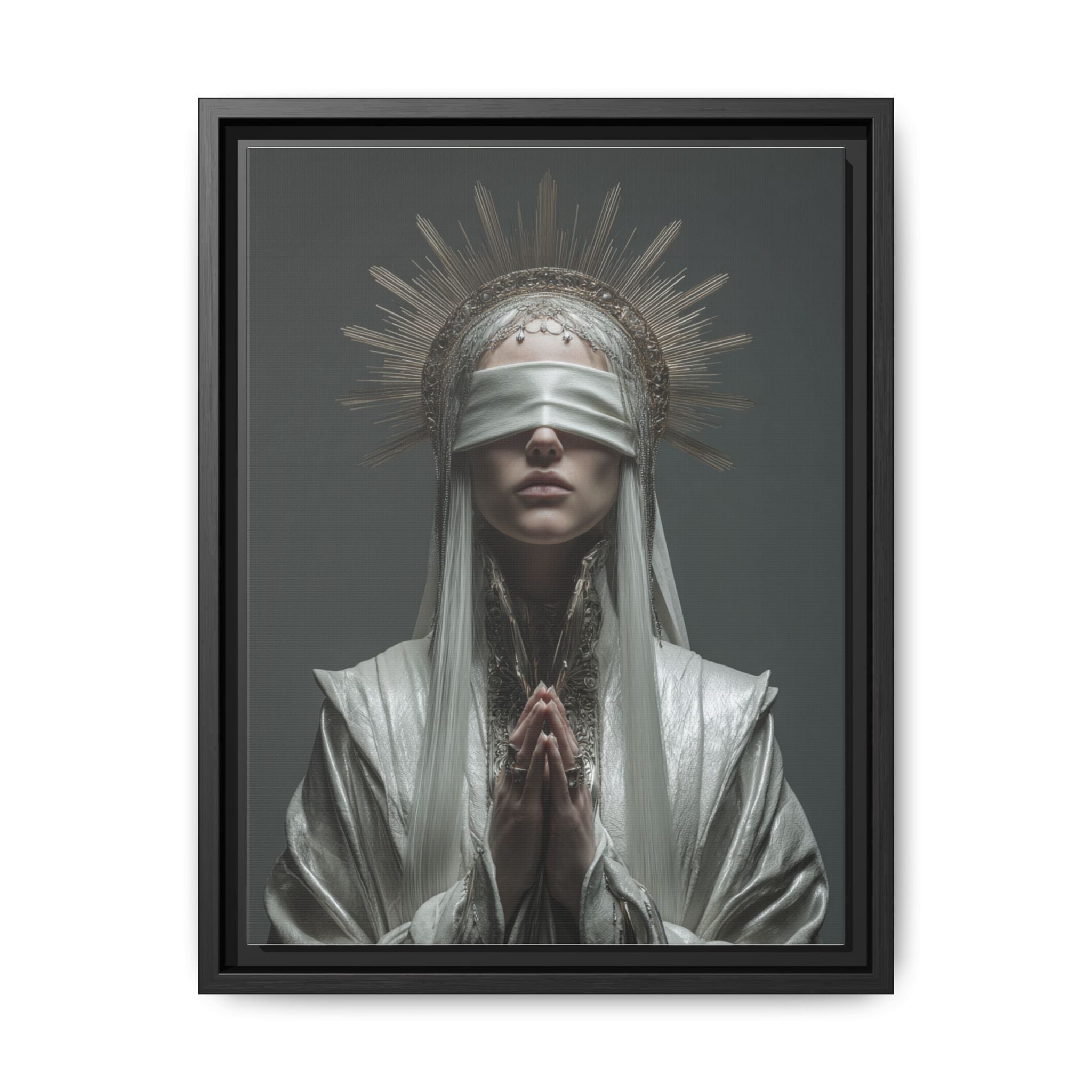 Ethereal Blindfolded Saint Art | Spiritual Home Decor