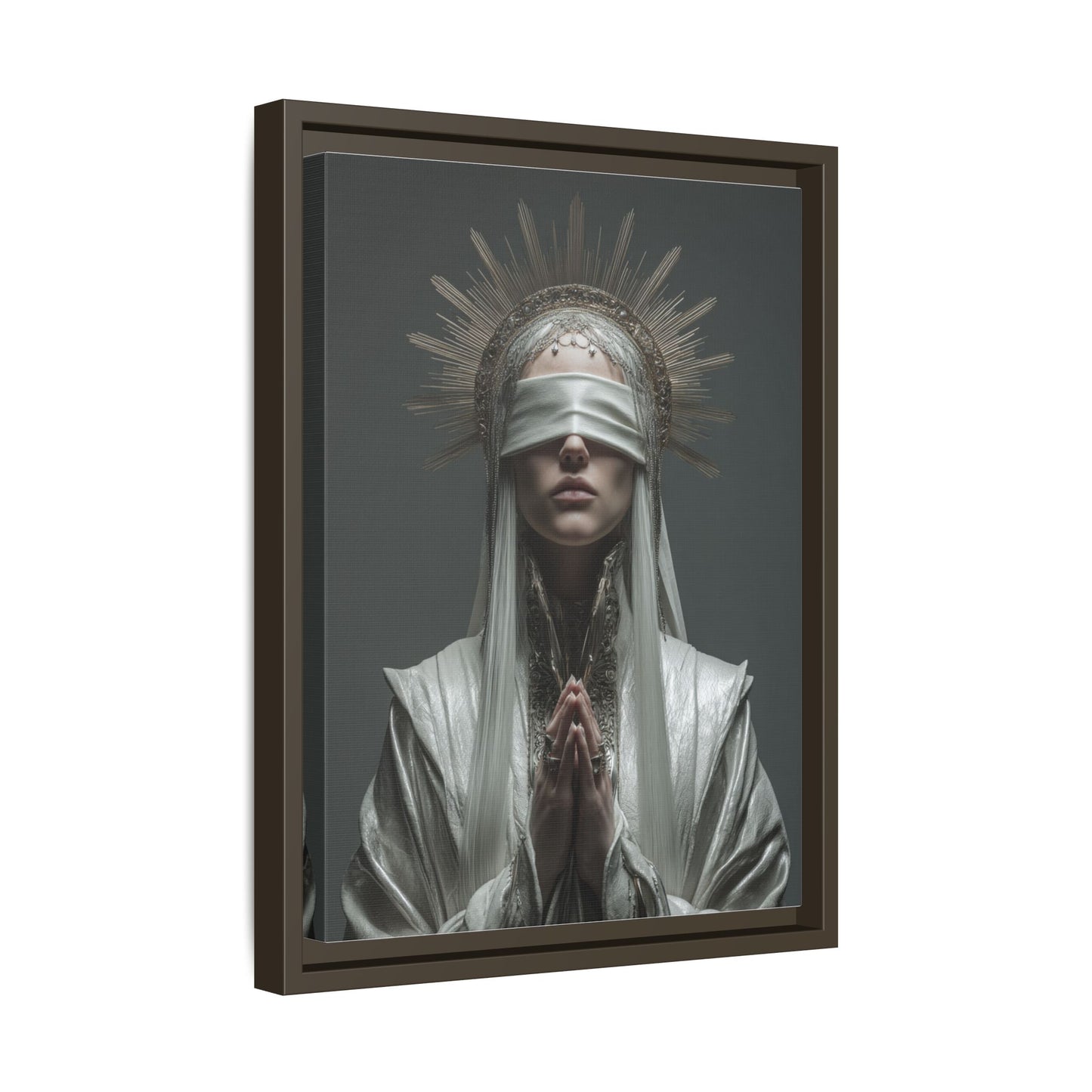 Ethereal Blindfolded Saint Art | Spiritual Home Decor