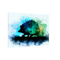 Hedgehog Silhouette Watercolor Art | Nature-Inspired Home Decor