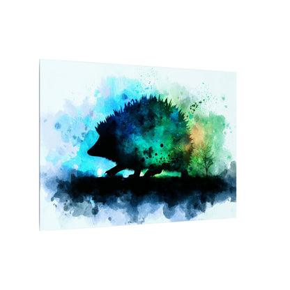 Hedgehog Silhouette Watercolor Art | Nature-Inspired Home Decor