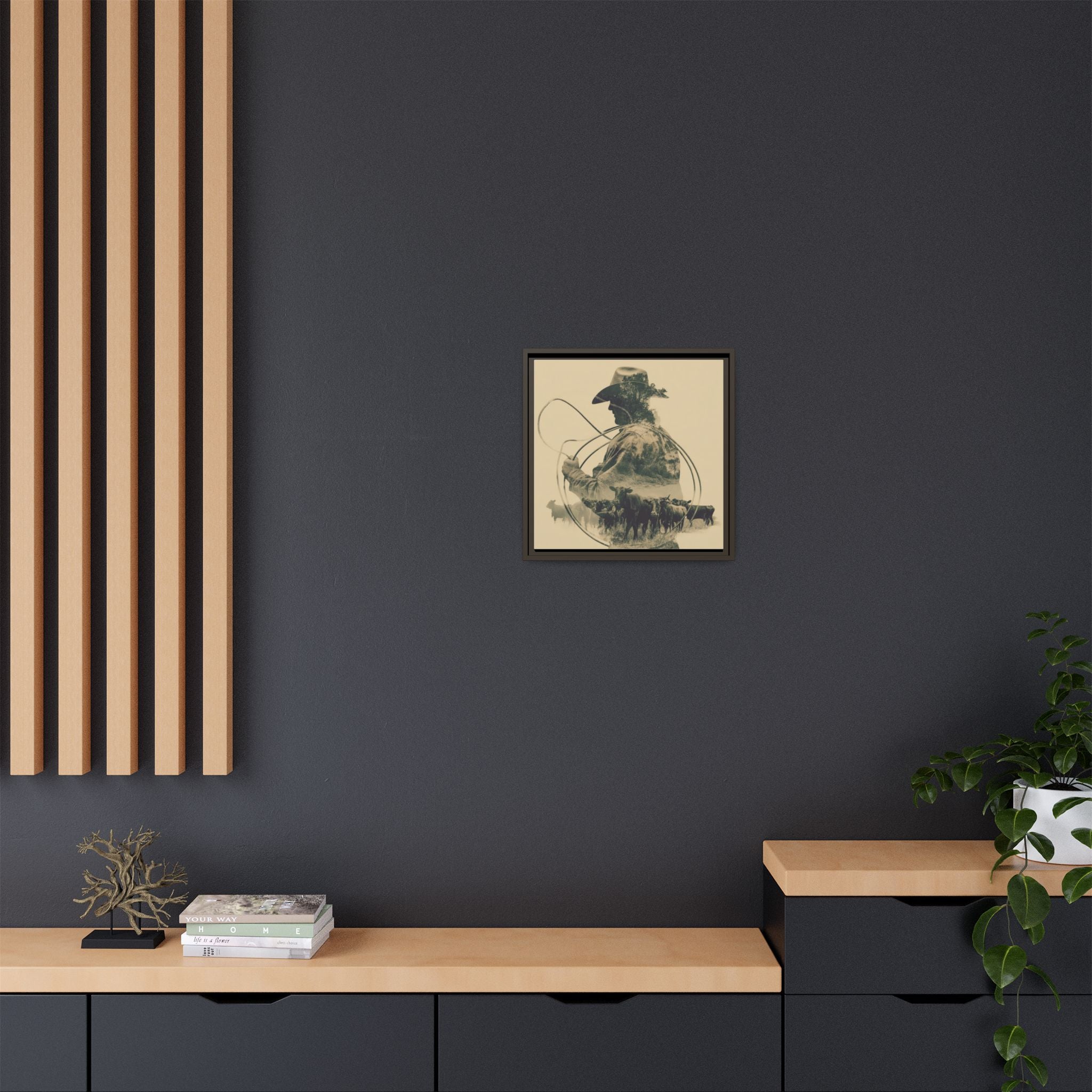 Lone Cowboy Silhouette Art - Vintage Western Charm