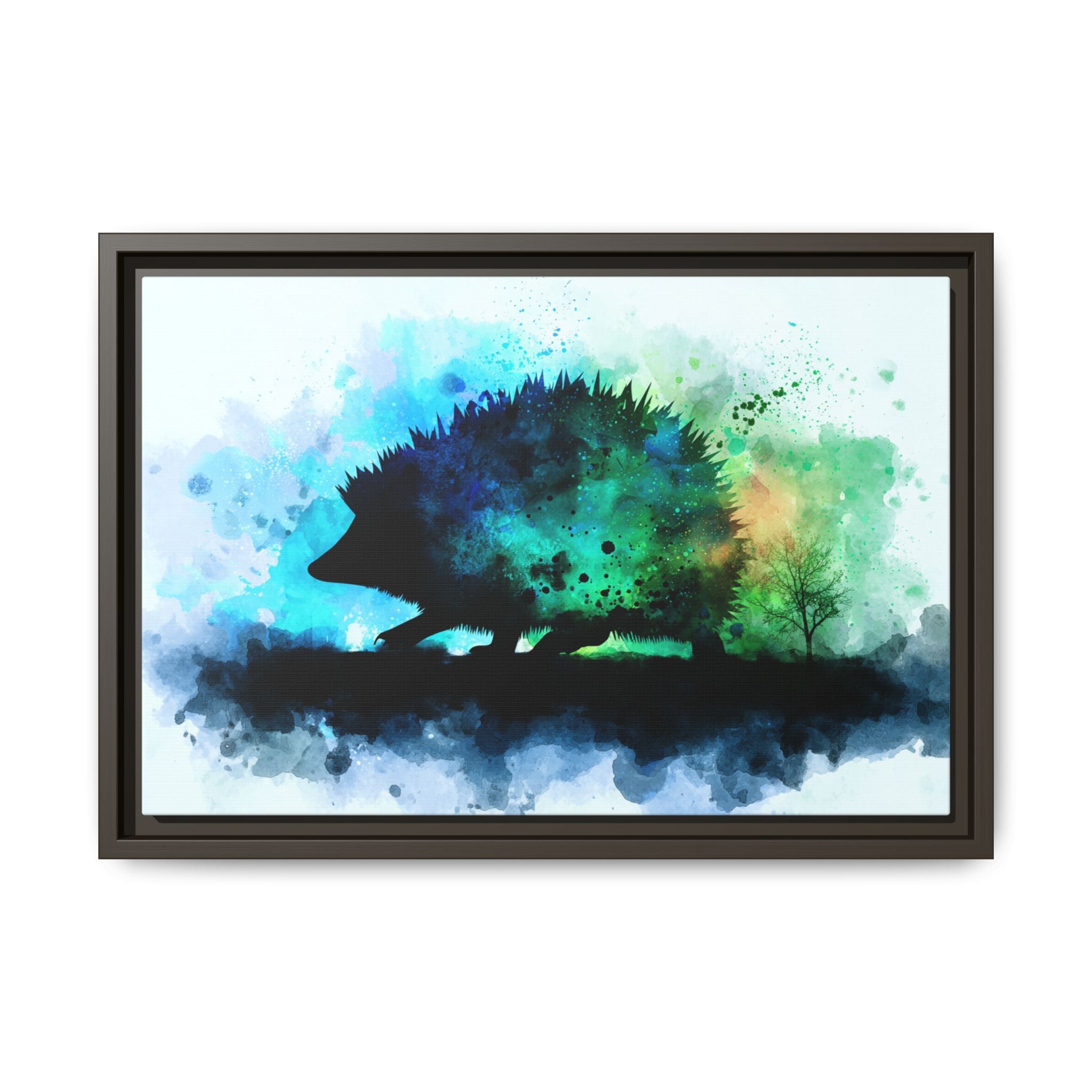 Hedgehog Silhouette Watercolor Art | Nature-Inspired Home Decor
