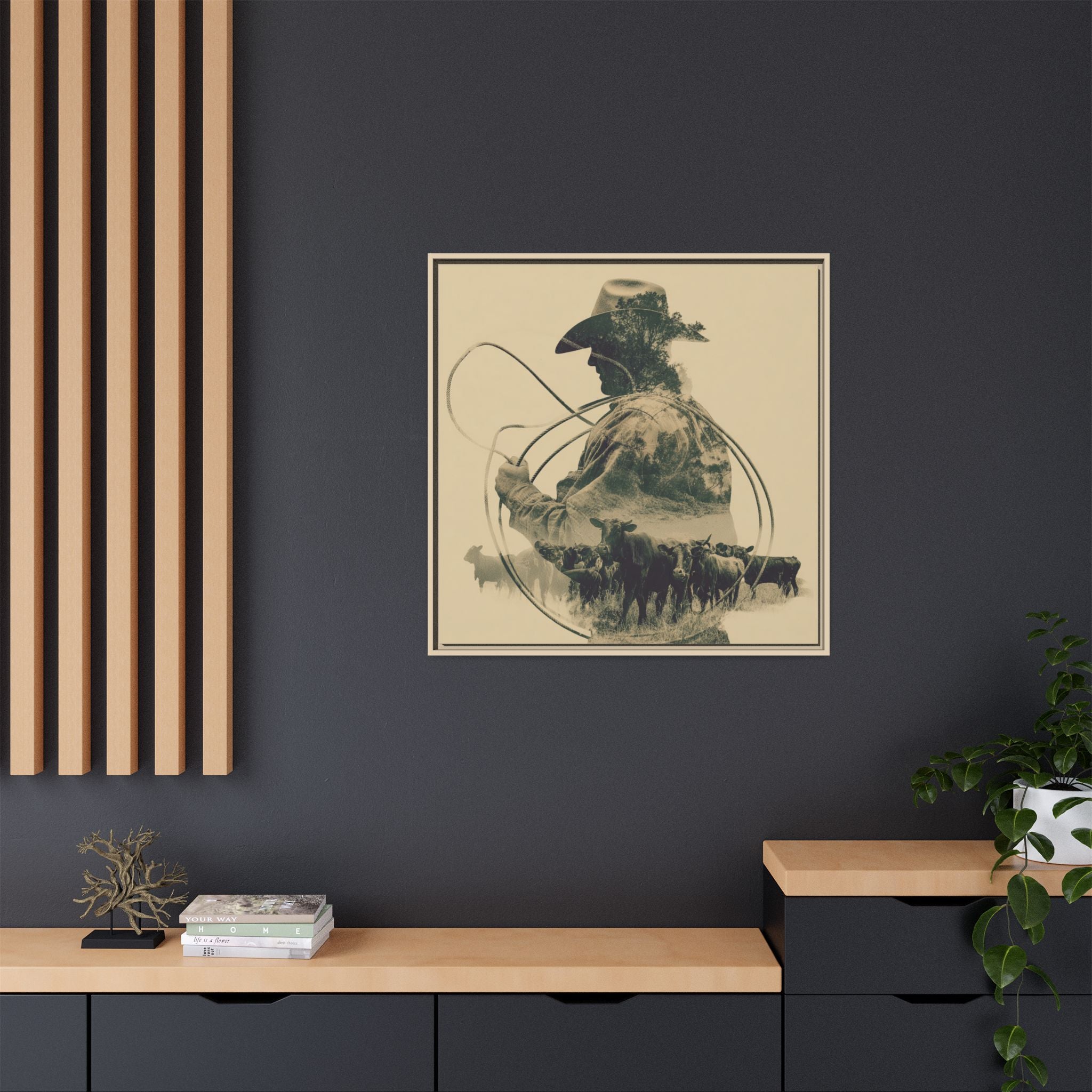 Lone Cowboy Silhouette Art - Vintage Western Charm