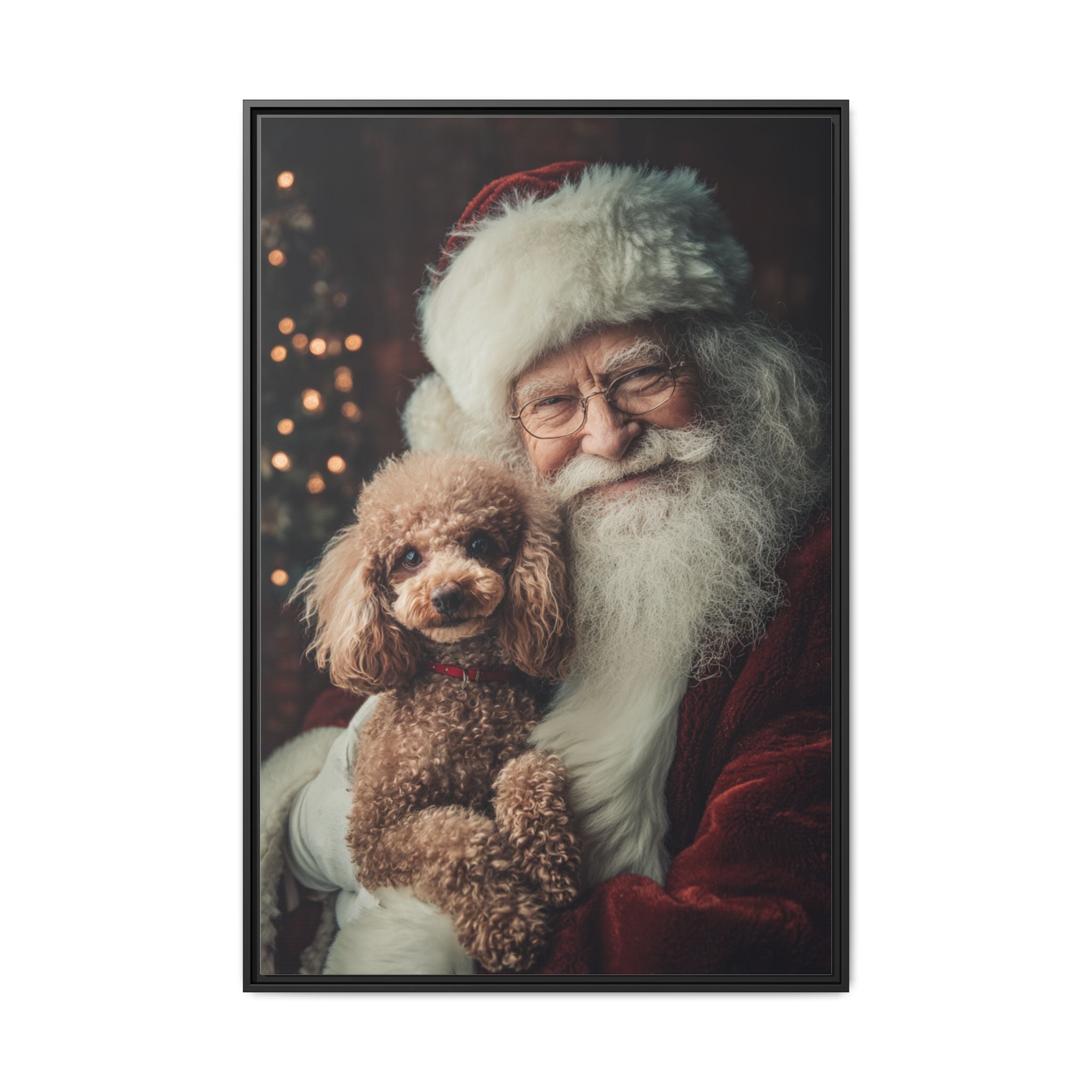 Heartwarming Santa and Poodle Artwork – Holiday Home Décor