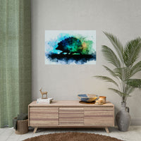 Hedgehog Silhouette Watercolor Art | Nature-Inspired Home Decor