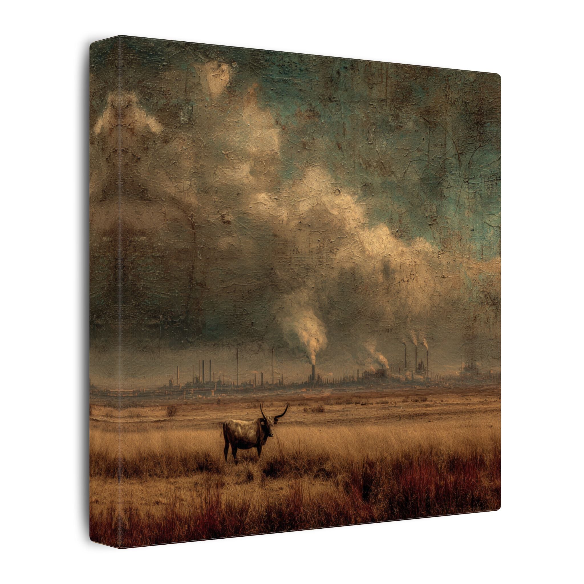 Cattle in Industrial Landscape | Vintage Style Art Print