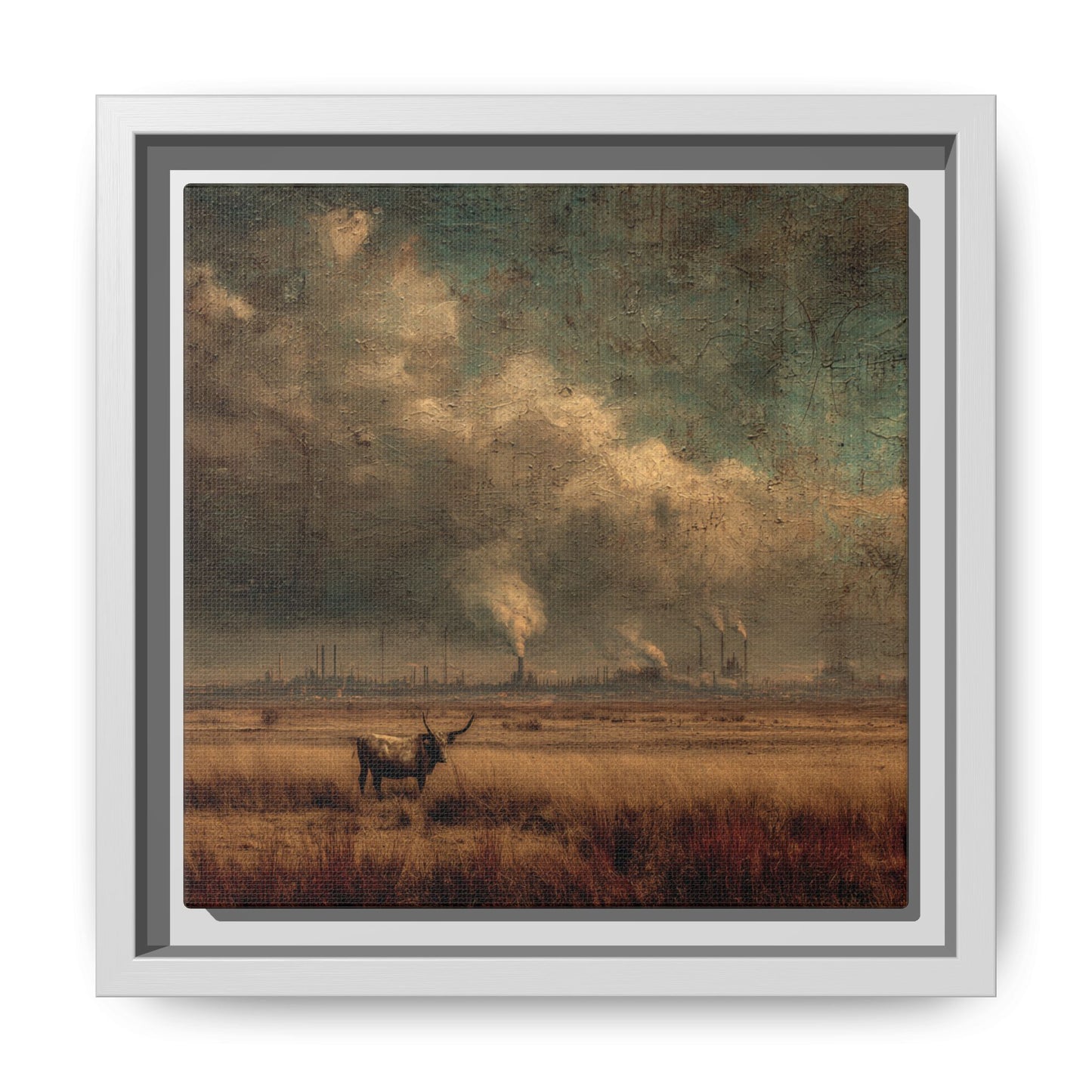 Cattle in Industrial Landscape | Vintage Style Art Print