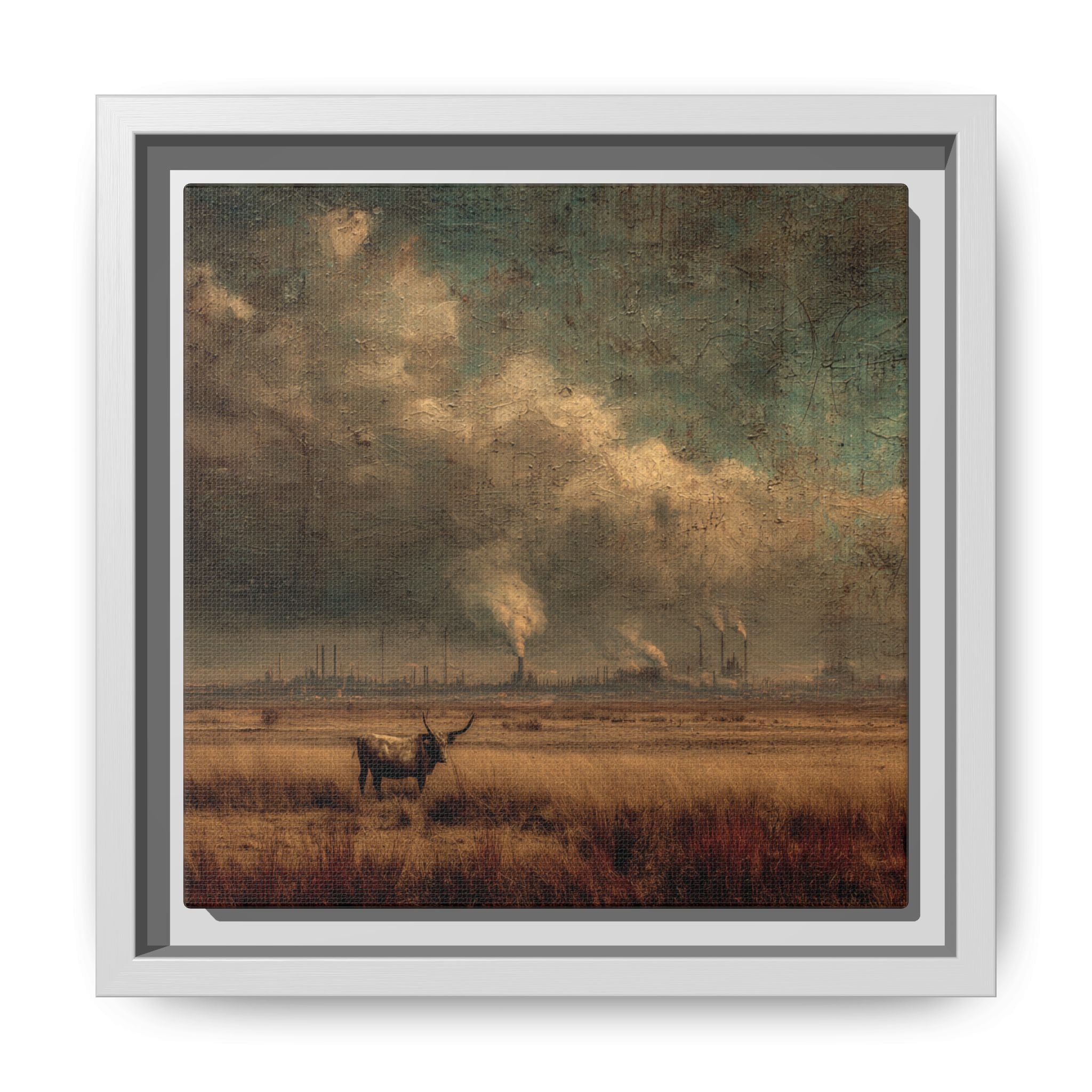 Cattle in Industrial Landscape | Vintage Style Art Print