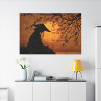 Serene Silhouette of Contemplation | Asian-Inspired Artwork