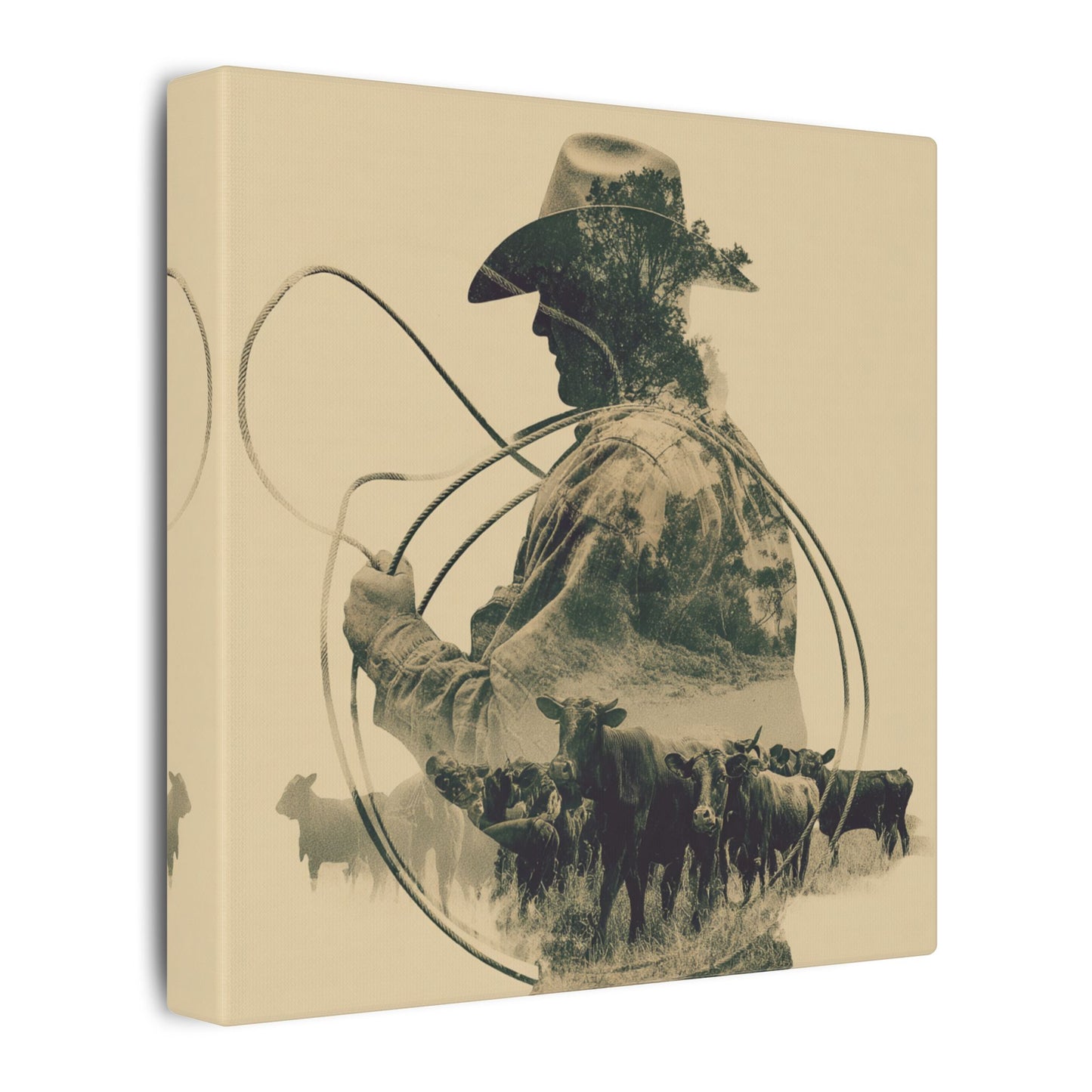 Lone Cowboy Silhouette Art - Vintage Western Charm