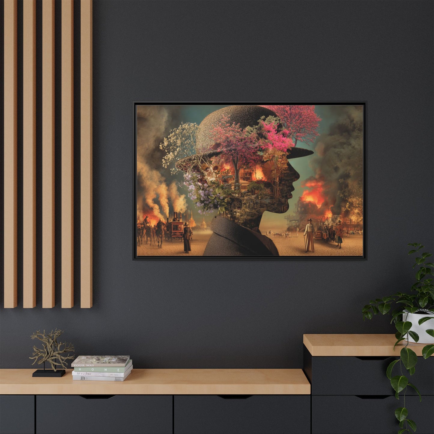 Whimsical Floral Silhouette Art Print | Living Room Décor